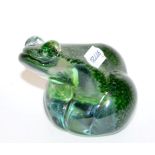 John Ditchfield for Glasform mottled glass frog, signed, 11cm high
