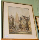 Henry Schafer, St Bartholomew Cathedral, Frankfurt, signed, watercolour, 43.5cm by 34cm