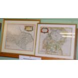 Morden (Robert) 'Westmorland' and 'The North Riding of Yorkshire', hand-coloured maps, framed and