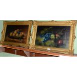 J B Oliver (19th/20th century), a pair of still lifes of fruit, signed, oil on canvas, 29.5cm by