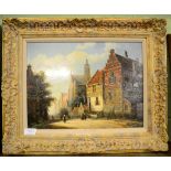 David Ronald (20th century) Dutch street scene, signed, oil on panel, 29cm by 39cm