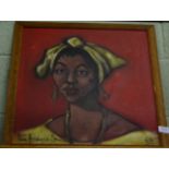 Kenneth Abendana Spencer (1929-2005) Jamaican Portrait of a lady, signed and dated (19)63, oil on