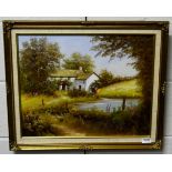 G Heath, contemporary, The Old Mill house, signed oil on canvas, 39.5cm by 49.5cm