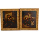 Continental School (19th century) Street urchins, a pair, oil on copper, framed, 19cm by 16cm (2)