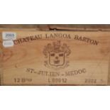 Chateau Langoa Barton 2002 Saint Julien 12 bottles owc