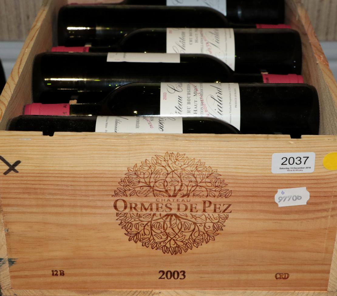 Chateau Cissac 2003 Haut-Medoc 6 bottles, Chateau Ormes de Pez 2003 Saint Estephe 6 bottles (12