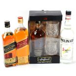 The Speyside aged 12 years 40% Gift Set, Johnnie Walker Red Label 43% 1 ltr, Johnnie Walker Black