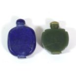 A Chinese Jade Snuff Bottle and Stopper, of rounded rectangular form with re-entrant corners, 5.5cm;