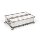 A George V Britannia Standard Silver Treasury Inkstand, Crichton Bros, London 1918, rectangular on