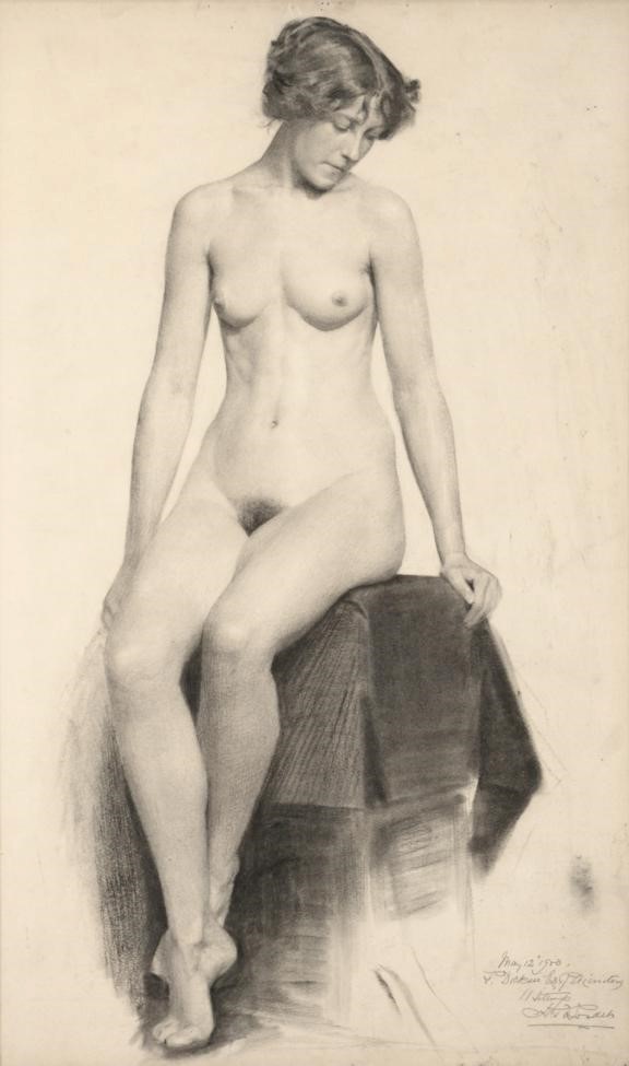Henry James Haley (1874-1934) Standing Nude Inscribed and dated May 1900, signed and dated verso,