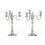 A Pair of Victorian Silver Candlesticks in the Manner of Robert Adam, Hawksworth, Eyre & Co,