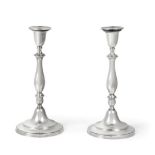 A Pair of George III Silver Candlesticks, Nathaniel Smith & Co, Sheffield 1800, baluster knopped