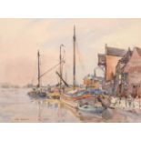 Fred Lawson (1888-1968) ''Lincoln Port'' Signed and dated 1929, watercolour 18.5cm by 25cm