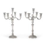 A Pair of Elkington Electroplated Five Light Candelabra, date code for 1849 and design