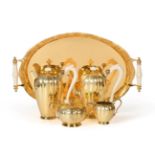 A Silver Gilt Four Piece Coffee Service with Twin Handled Tray En Suite, Garrard & Co, London 1975/