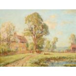 Herbert Royle (1870-1958) ''Nessfield Manor House'' Signed, oil on canvas, 29cm by 39cm Artist's