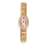 A Lady's 18ct Gold Diamond Set Oval Shaped Wristwatch, signed Cartier, model: Baignoire, ref: