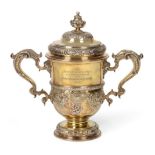 A George II Silver Gilt Cup and Cover, Thomas Whipham, London 1742, with domed cover, C scroll and