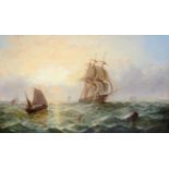 Adolphus Knell (c.1805-1875) Shipping in full sail Signed, oil on canvas, 44cm by 75cm see