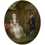 Circle of Philip Wickstead (1763-1786) ''Mrs Bryan Edwards'' - Seated in a grand house receiving