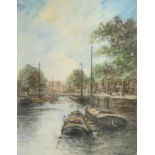 Johan Hendrik van Mastenbroeck (1875-1945) Dutch Canal boats Signed, pastel, 32cm by 25cm see