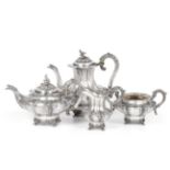 A William IV Silver Four Piece Tea and Coffee Service, Hayne & Cater, London 1837, squat circular