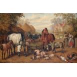 Edward Benjamin Herberte (fl.1857-1893) Farmyard scene with courting couple Signed and dated 1890,