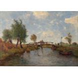 Paul Joseph Constantin Gabriël (1828-1903) Dutch A bridge near Kortenhoef Signed, oil on canvas,