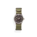 A Second World War Period ''Military/Pilots Type'' Stainless Steel Centre Seconds Wristwatch, signed