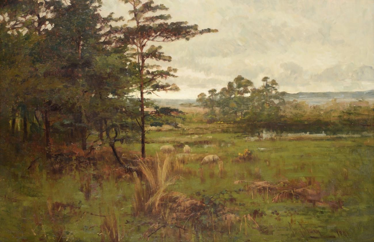 Owen Bowen (1873-1967) ''A Yorkshire Landscape'' (Possibly Otley) Signed and dated 1890, oil on