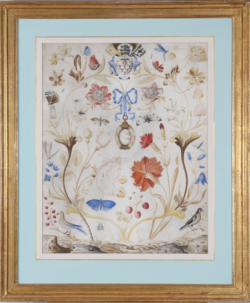 Italian School (circa 1700) A pair of framed Papal armorial watercolours; the first bearing the arms - Image 6 of 7