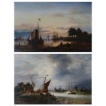 Dutch School (19th century) Fishermen hauling in nets at dusk Indistinctly signed, oil on panel,