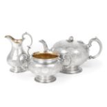 A Victorian Silver Three Piece Tea Service, Edward & John Barnard, London 1855, circular on pedestal