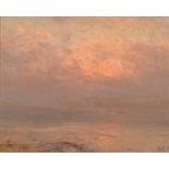 Gabriel Loppé (1825-1913) French Sunset Signed and inscribed to Loie Fuller. oil on board, 28.5cm by