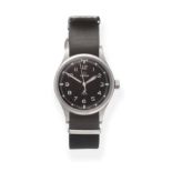 A British Military Royal Air Force Issue Stainless Steel Centre Seconds Wristwatch, signed Omega,