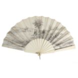 A Late 19th Century Bone Fan, the monture relatively plain save for some shaping to the tips of