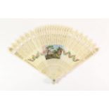 A Pierced and Painted Ivory ''Four Way'' Brisé Fan, with pointed tips to the sticks, circa 1830. The