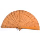 Circa 1906, A Wooden Brisé Autograph Fan, with seventeen inner sticks and two guards, a pencil