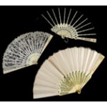 A Circa 1880s Bone Fan, the monture carved and pierced, perhaps in the fashion produced by the