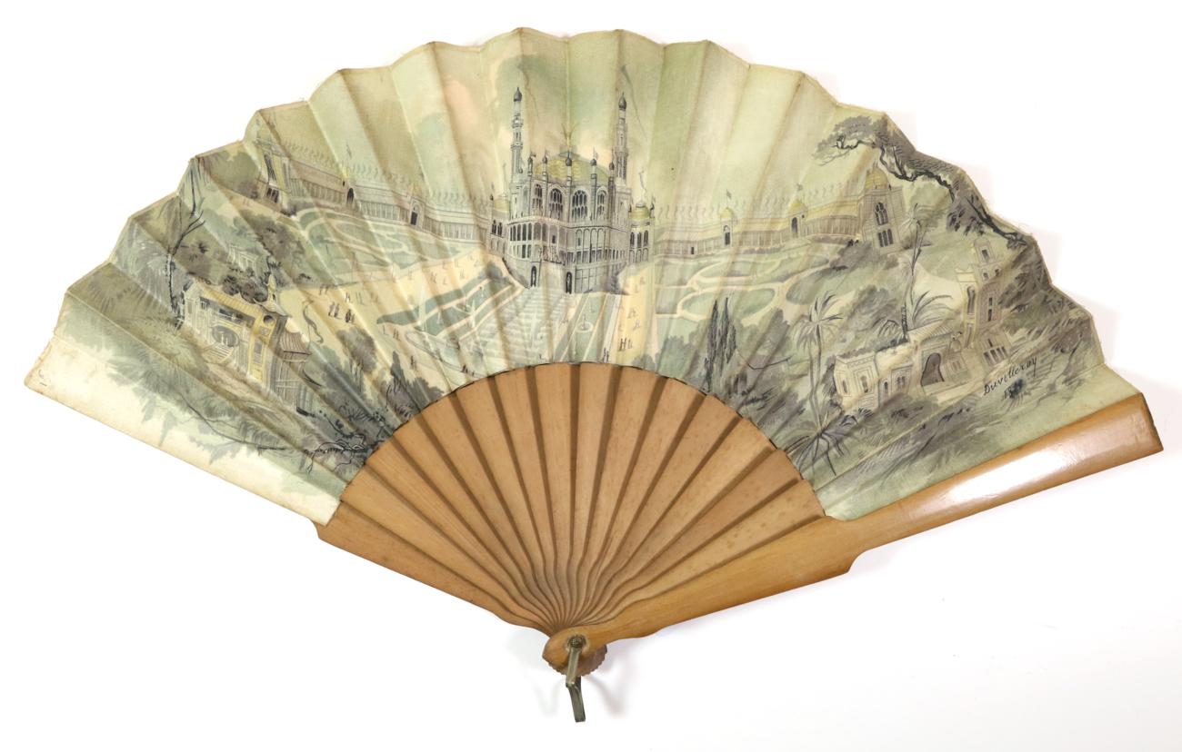 An Early 19th Century Pale Horn Brisé Fan, slightly gilded, the sticks with pointed tips, and - Image 4 of 6