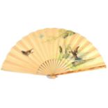 Felix Gardon: A Circa 1930's Fan, with bamboo guards and lacquered gorge, a painted paper leaf