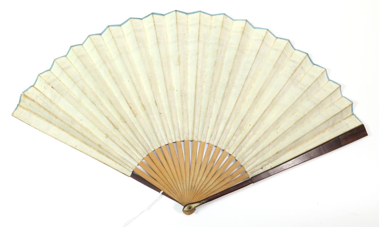 A Regency Printed and Hand-Coloured Fan, the double paper leaf mounted on basic and plain dark - Image 4 of 4