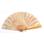 ''Leon Pouillot Fr Éventail Cycliste: A Colourful Printed Fan, produced in 1898 depicting cycling