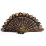 Queen Victoria: Circa 1837, A Reddish Brown Leather Brisé Fan, issued to celebrate the coronation of
