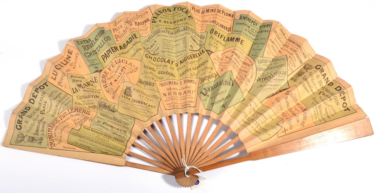 A Commemorative Fan, produced in 1895 for the XIII exhibition in Bordeaux, France, the printed - Image 2 of 4