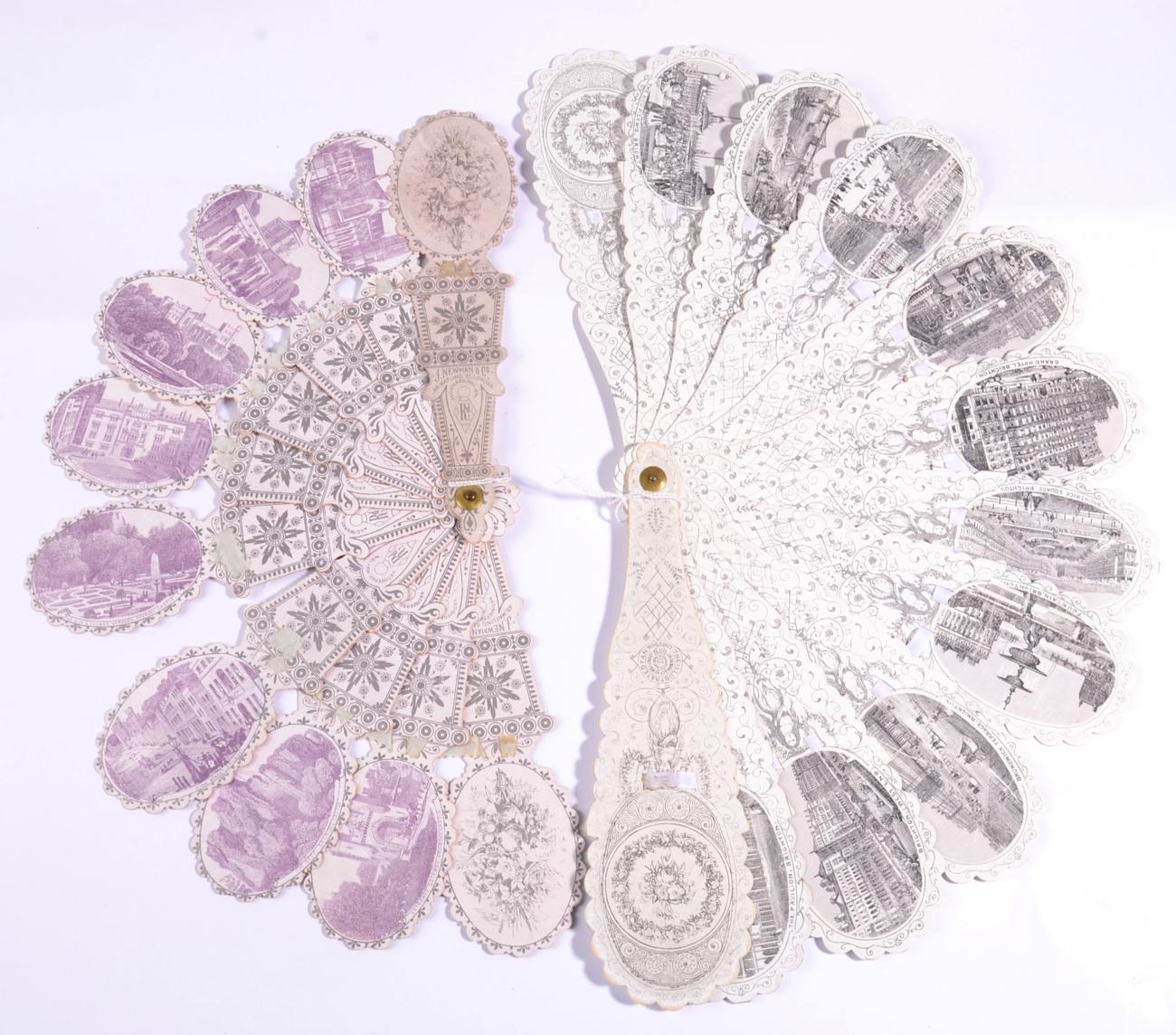 A 19th Century Printed Card Brisé Fan, designed with eight inner sticks each with a view of Arundel,