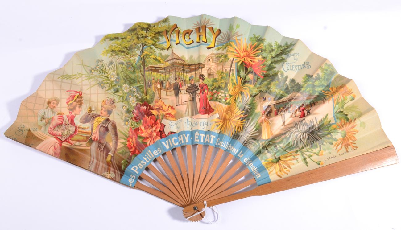 A Commemorative Fan, produced in 1895 for the XIII exhibition in Bordeaux, France, the printed - Image 3 of 4