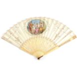 A Late 18th Century Italian Ivory Fan, the monture very finely pierced and carved, with