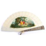 A Rare Austrian Ivory Brisé Fan, Circa 1870's, with sixteen inner sticks and two guards, the