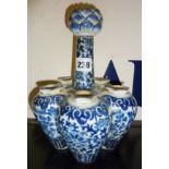 19th c. Chinese blue and white tulip vase of lobed bottle form (A/F)